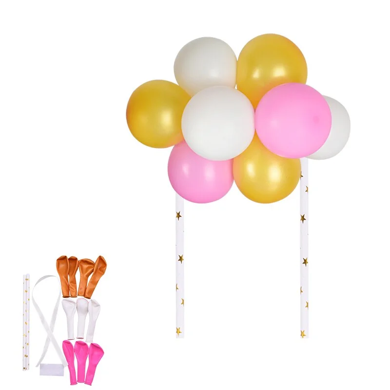 1set Creative 10pcs 5inch Balloon Cake Topper Set Birthday Party Decoration Cake Toppers Baby Shower Wedding Decor Supplies