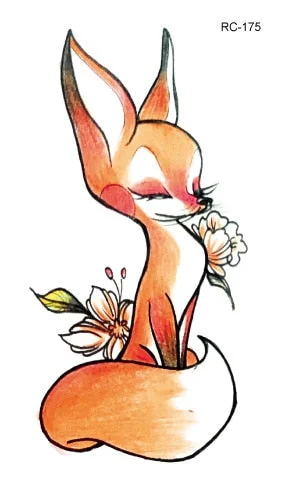 Mermaid Cat Fox Flower Wind chimes rabbit Waterproof Temporary Tattoo Sticker Rose Flash Tattoos Body Art Fake Arm tatoo Women