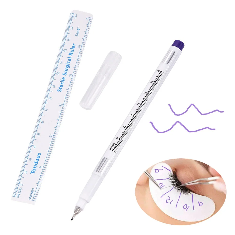 Double Head Eyebrow Tattoo Skin Marker Pen Tool Accessories Tattoo Marker Pen With Measuring Ruler Microblading Positioning