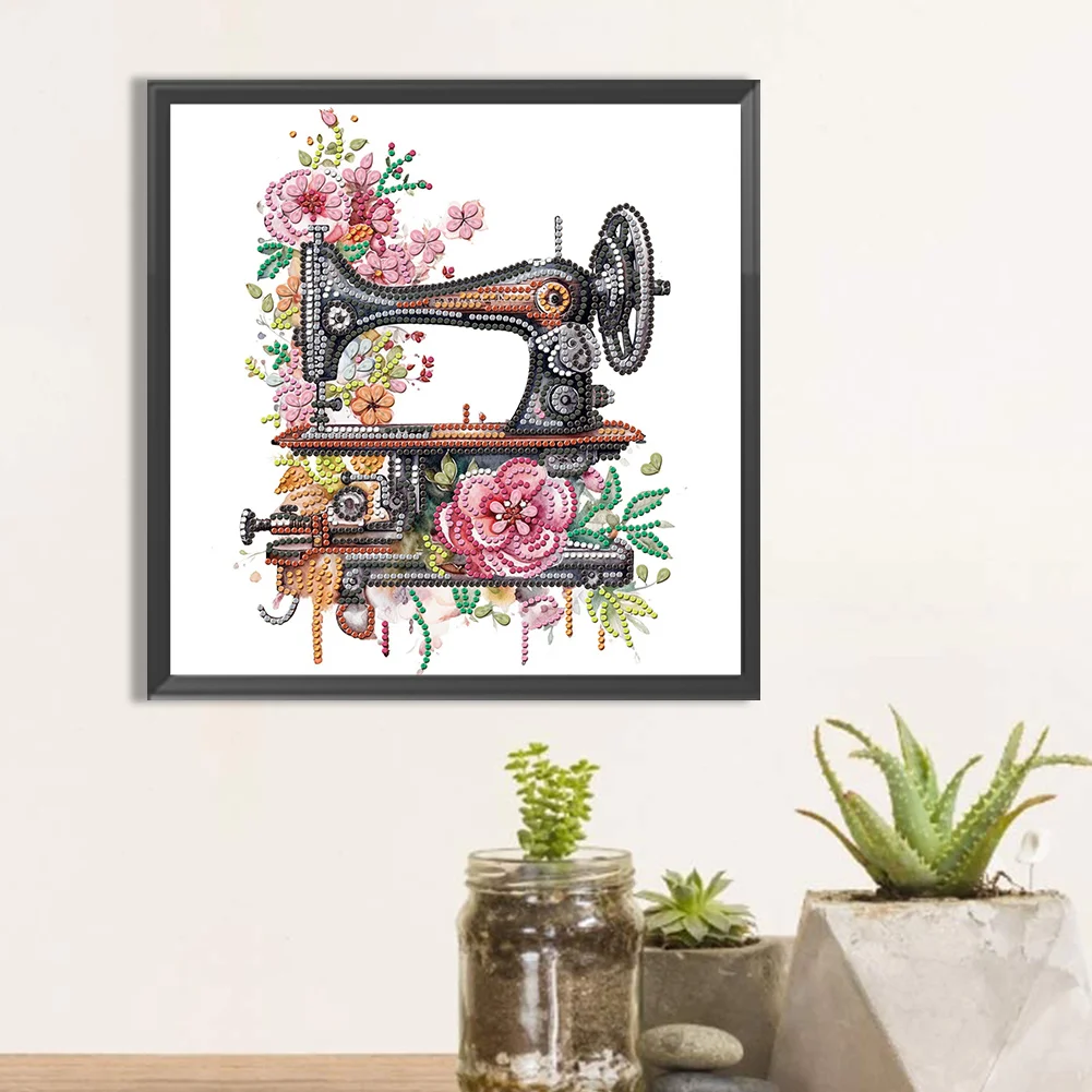 Diamond Painting - Partial Special Shaped Drill - Sewing Machine(Canvas|30*30cm)
