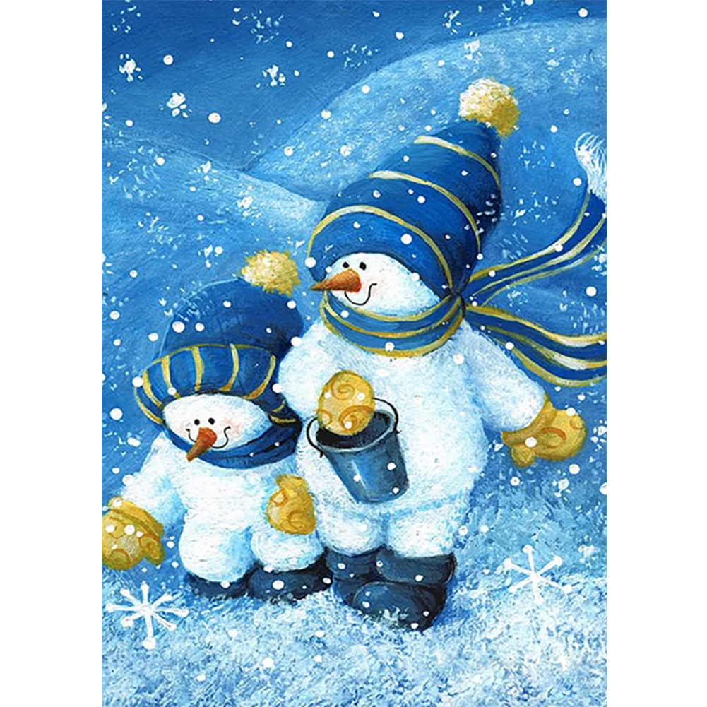 

30*40CM - Round Drill Diamond Painting - Two Snowman, 501 Original