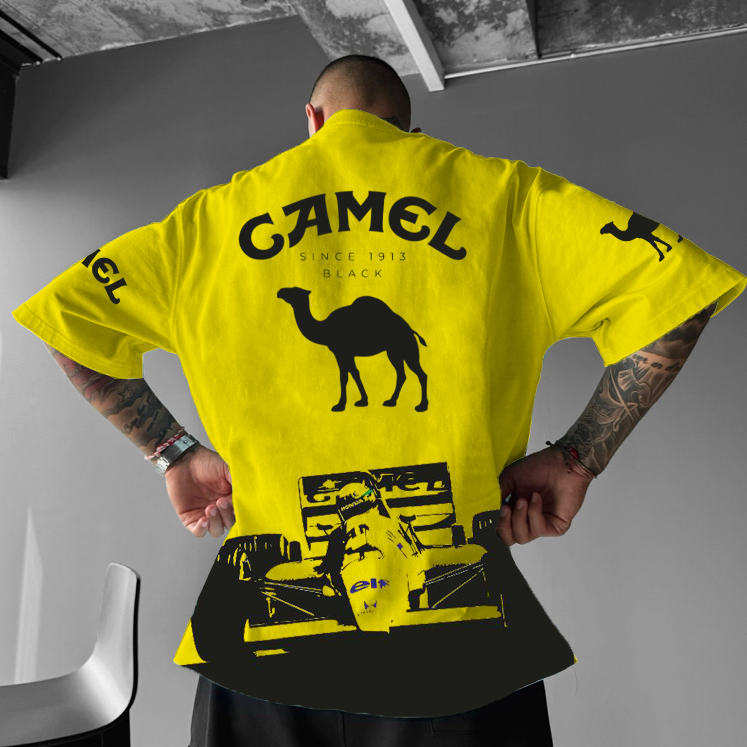 Unisex Vintage Racing Logo Print Casual Oversized T-shirt / TECHWEAR CLUB / Techwear