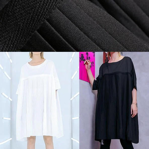 100% o neck Cinched Cotton clothes Women 18th Century black tunic Dress Summer