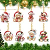 8Pcs DIY Christmas Bears Diamond Painting Hanging Pendant