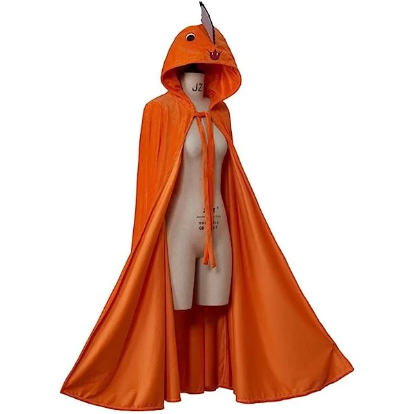 Anime Chainsaw Man Pochita Cape Orange Velvet Hooded Cloak