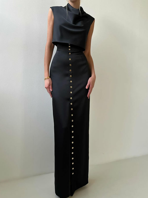 Dua | Stone Asymmetric One-Sleeve Draped Top