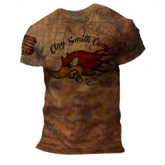 Mens Retro Mr Horsepower Print Outdoor Quick-drying Short Sleeve T-shirt