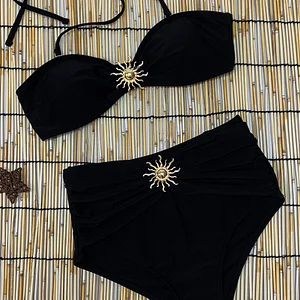 Mysterious velvet black swimsuit set (M)