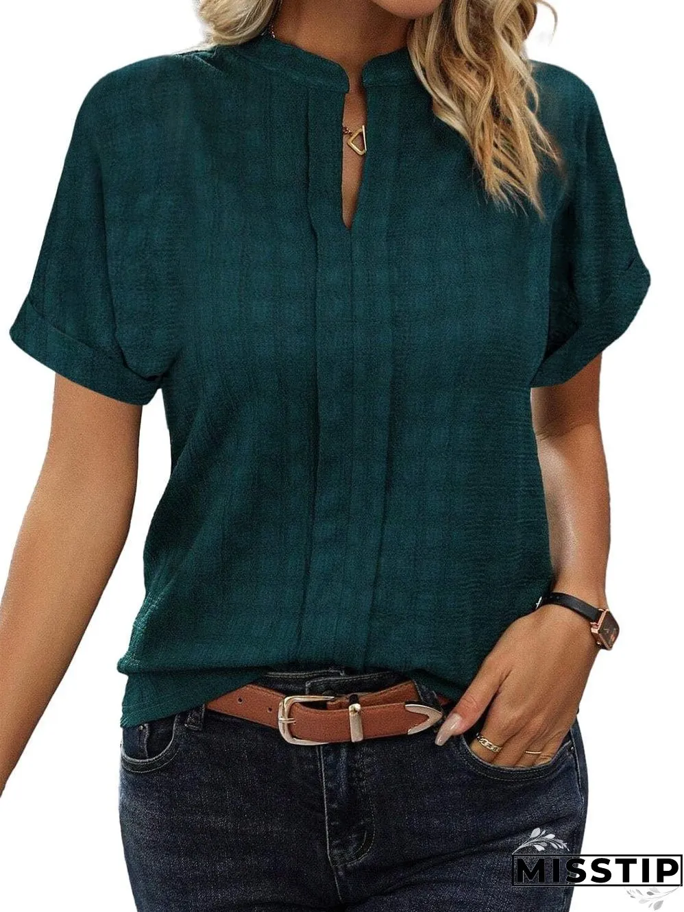 Textured V-Neck Top