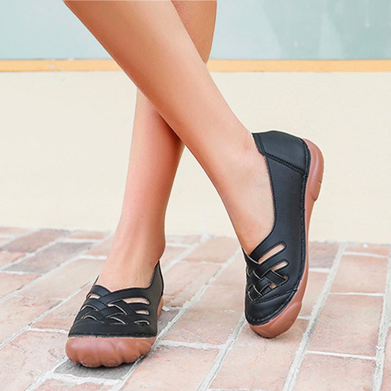 Women Comfy Soft Color Hollow Out Slip-On Flat Loafers Shoes