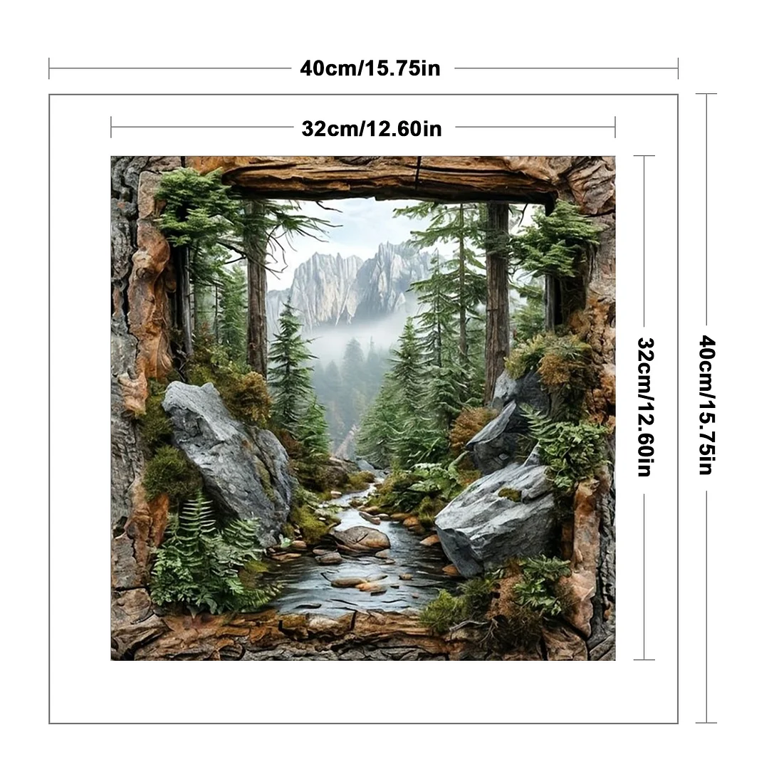 Mountain Forest Scenery Full 14CT DIY Stamped Cross Stitch Kits 40x40cm Gift
