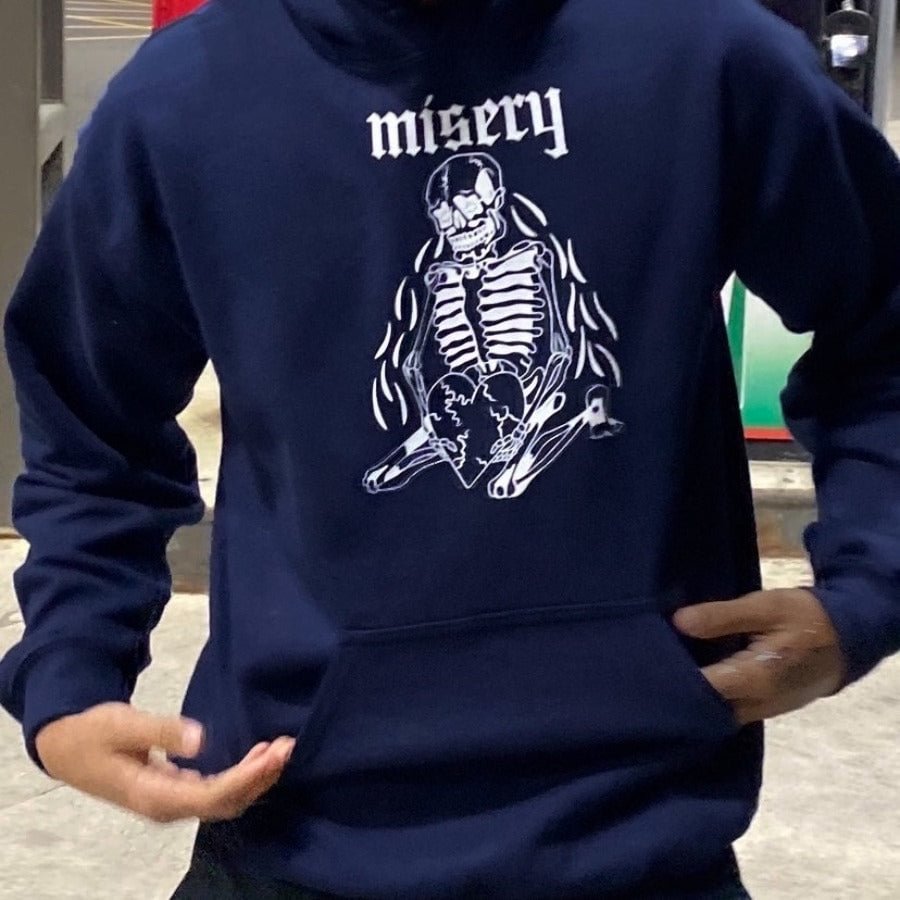 Casual Miscry Print Hoodie