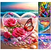 Seerosenherz - runder Bohrer Diamantmalerei - 40*50cm