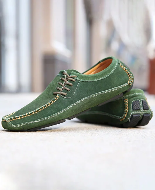 Casual Lace Up Sewing Line Genuine Leather Loafer Shoes 