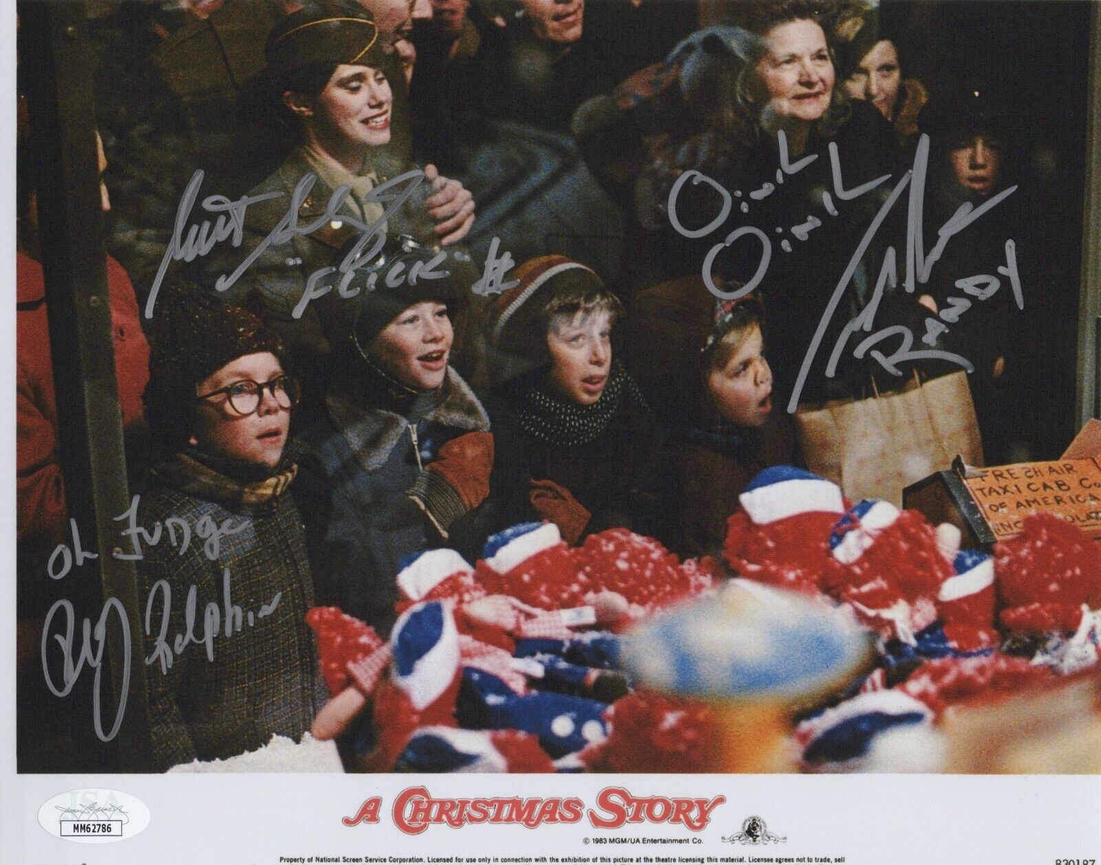 PETER BILLINGSLEY & IAN PETRELLA +1 Signed 8x10 A CHRISTMAS STORY Photo Poster painting JSA COA