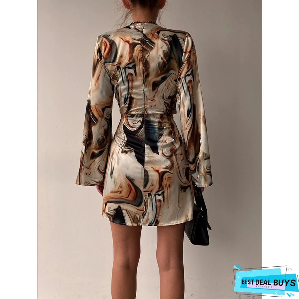 Light Temperament Women's V-Neck Irregular Skirt Dress