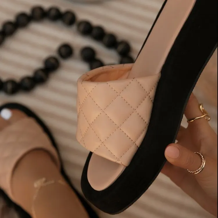 Breakj Breakj One-Word Slippers 2025 New Summer And Autumn Thick Bottom Slippers Women's Beach Fish Mouth Cold Tug Women Slippers