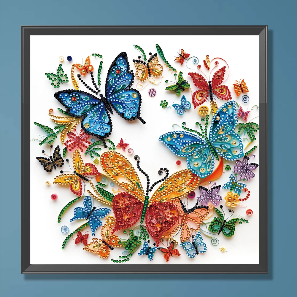 Diamond Painting - Partial Special Shaped Drill - Flower Butterfly(Canvas|30*30cm)