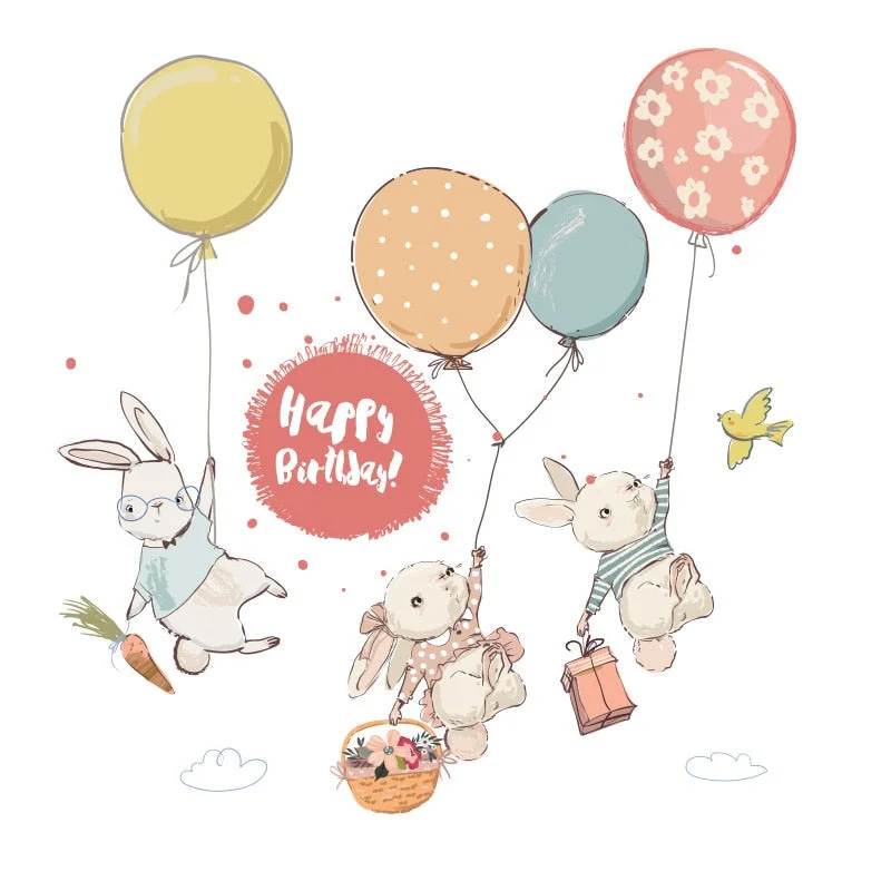 Watercolor style cartoon bear Bunny Wall Stickers for Bbay Nursery Room Decoration Wall Decals for Kids Room Decor PVC Matte 515