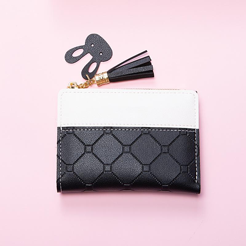 Women's Small Wallet Short Zipper Folding Color Matching Embossed Women's Wallet