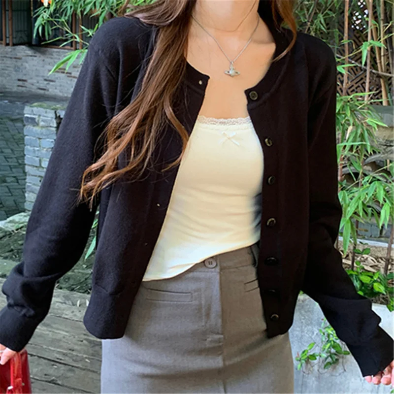 Uveng Uveng Cardigan Women 2025 Early Spring New Coat Yellow Coat Autumn High-End Small Sweater