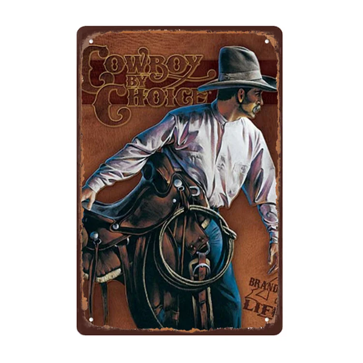Cowboy - enseigne vintage en étain - 7.9x11.8 & 11.8x15.7inch
