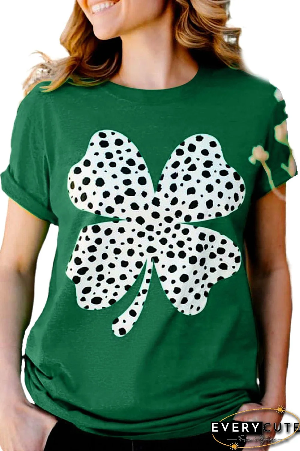 Green Cheetah Clover Graphic Tee