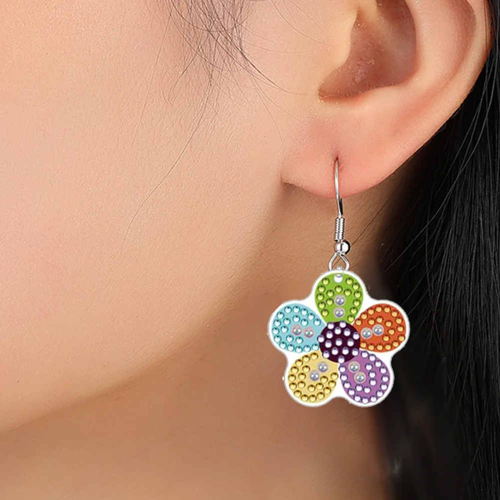 12 Pairs Leaves DIY Diamond Art Earrings Double Sided Diamond Painting Earrings