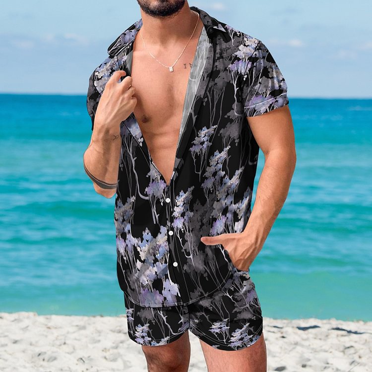 BrosWear Casual Floral Print Beach Shirt And Shorts Co-Ord