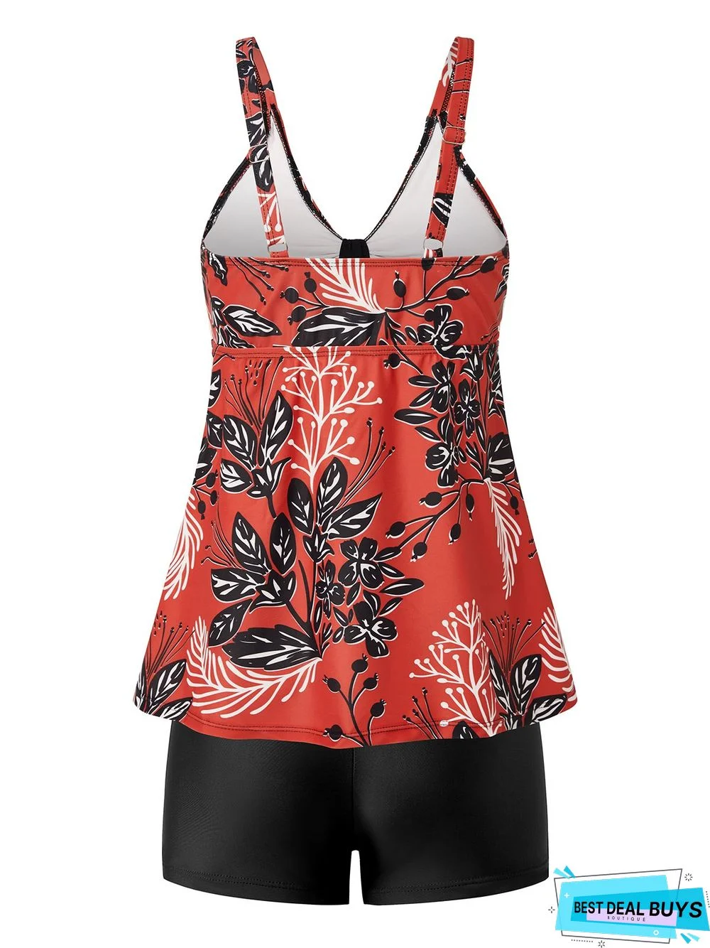 Ethnic Floral Printing Scoop Neck Tankinis Two-Piece Set