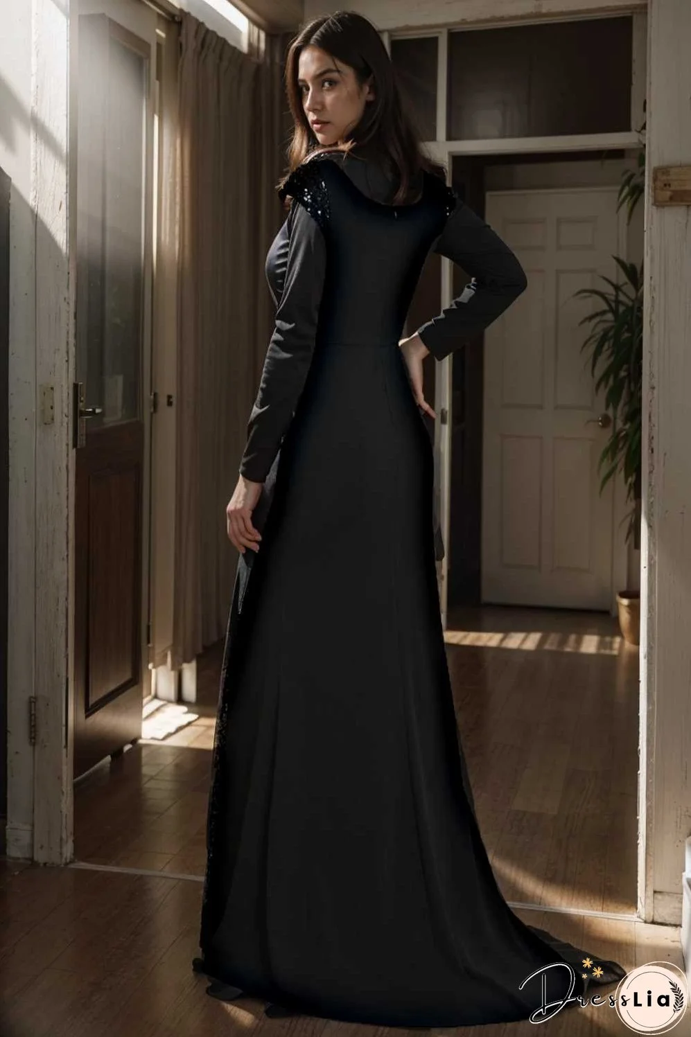 elegant sleeveless deep v neck fishtail evening gown
