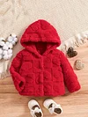 Kid Baby Girl Heart Pattern Fleece Hooded Jacket Warm Thickened Coat