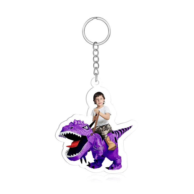 Personalized Acrylic Dinosaur Keychain Customized Name & Photo Keychain Gift for Kids