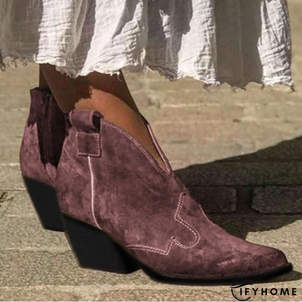 Bohemian mid-heeled pointed booties | IFYHOME