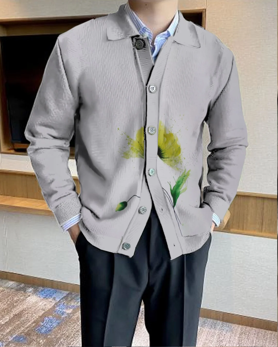 Men's Lapel Knitted Sweater Cardigan 6f34