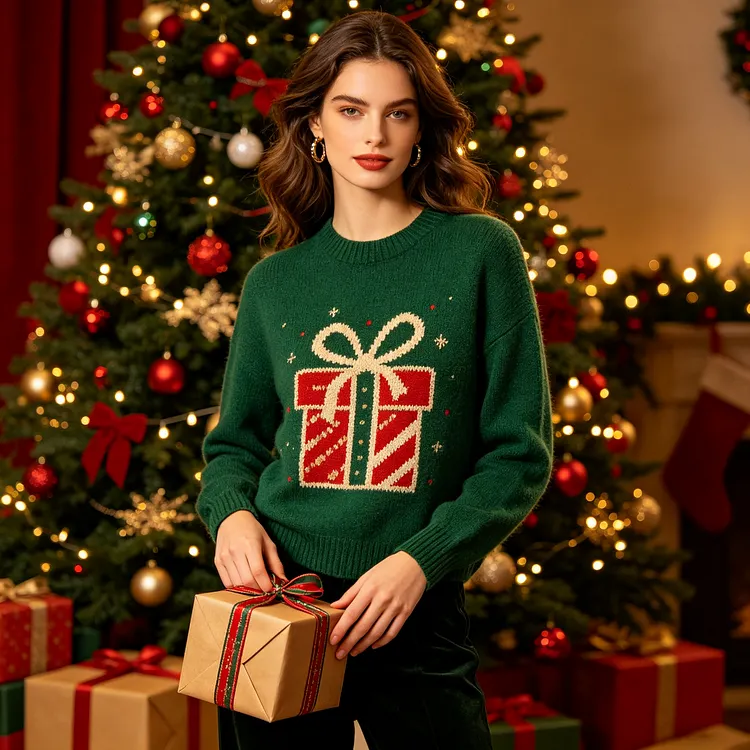 Green Gift Box Crewneck Sweater