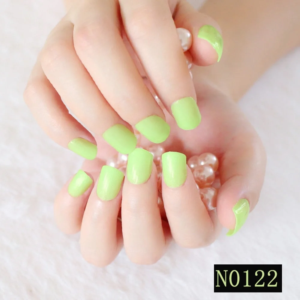 Pure Light Pink Artificial Nails Candy Short Full Cover Tips Easy DIY Acrylic False Nail Manicure Accessories Salon Product F28-Nail Inspo