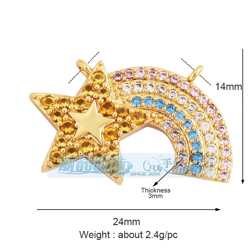 1 Piece 15 * 21mm 18 * 23mm 9*16mm Copper Zircon Sun Star Lightning Pendant Jewelry Accessories
