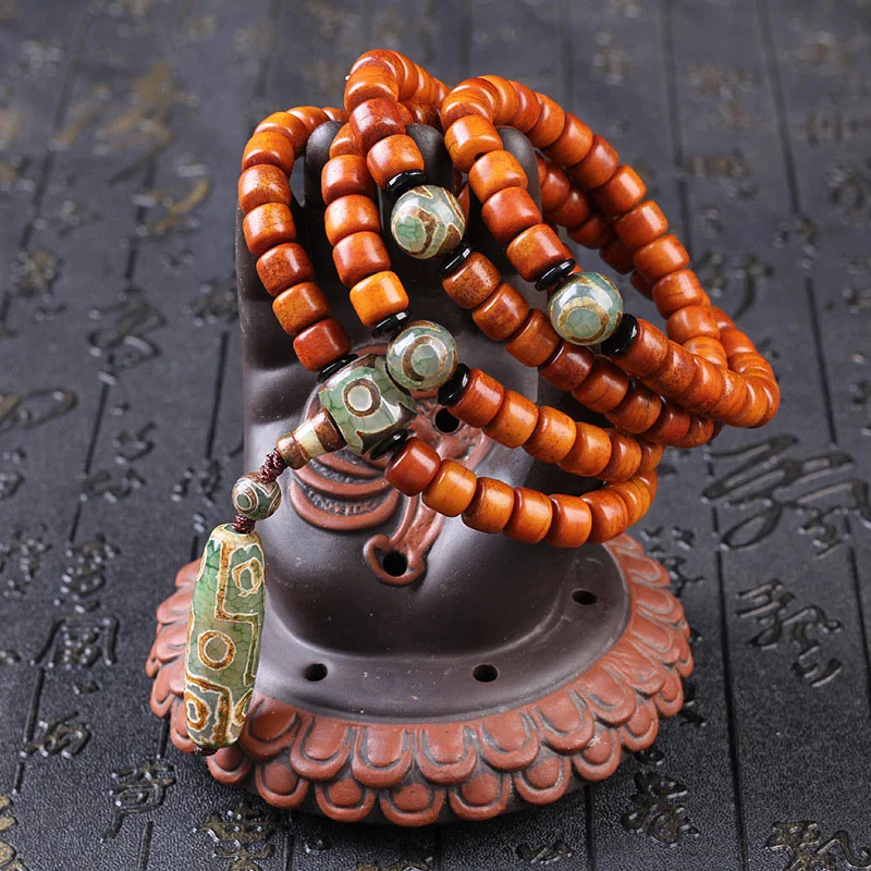 Tibetan Mala Camel Bone Dzi Bead Wealth Bracelet Necklace