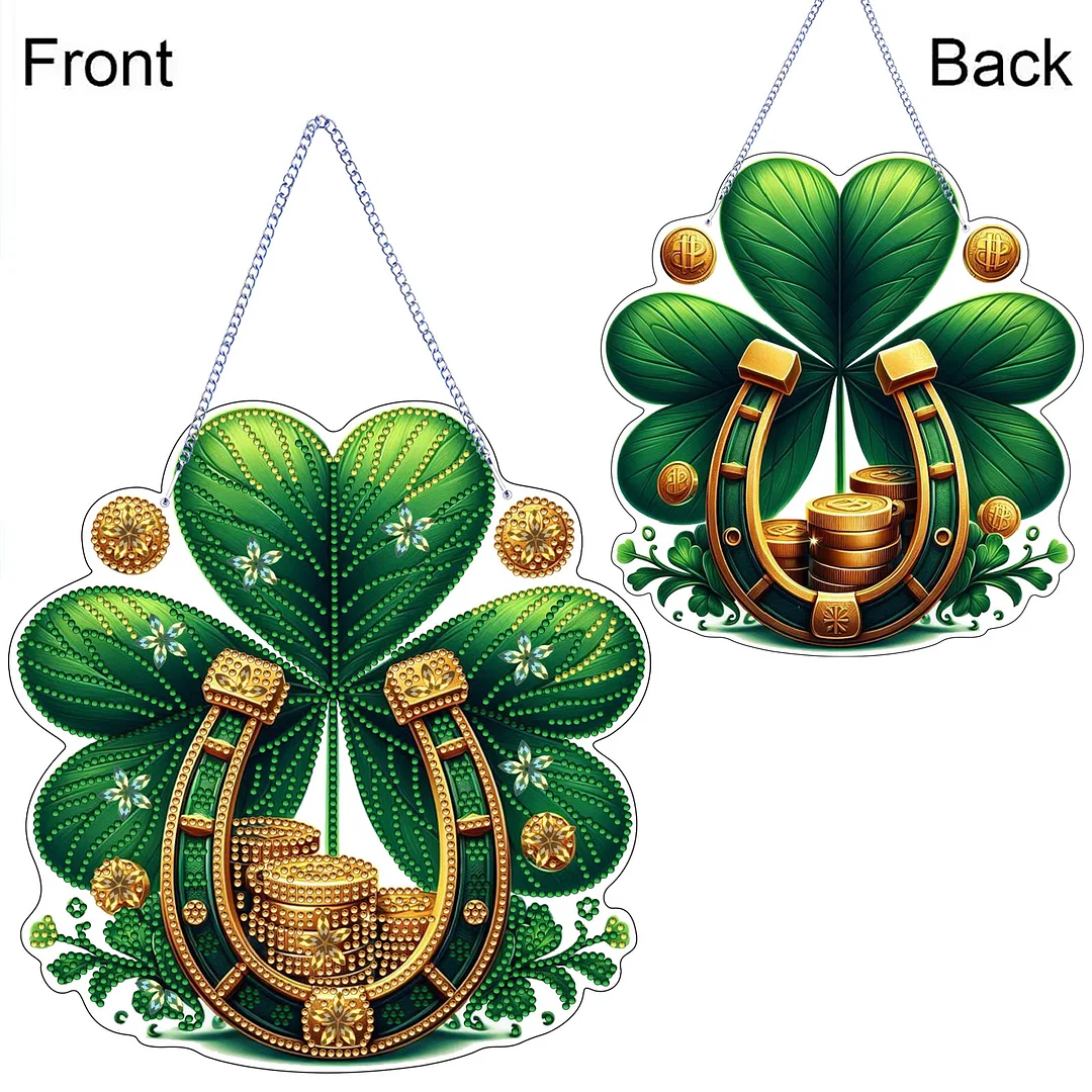 St. Patrick s Day 3 DIY 2D Flat Acrylic Diamond Painting Dots Pendant for Adults