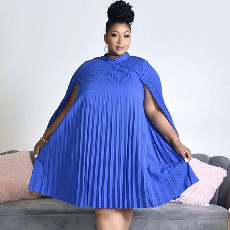 QJONG Women Red Dress Loose Cloak Sleeve Pleat Party Event Sexy Occasion Birthday African Large Plus Size Ladies Female Vestidos Robes