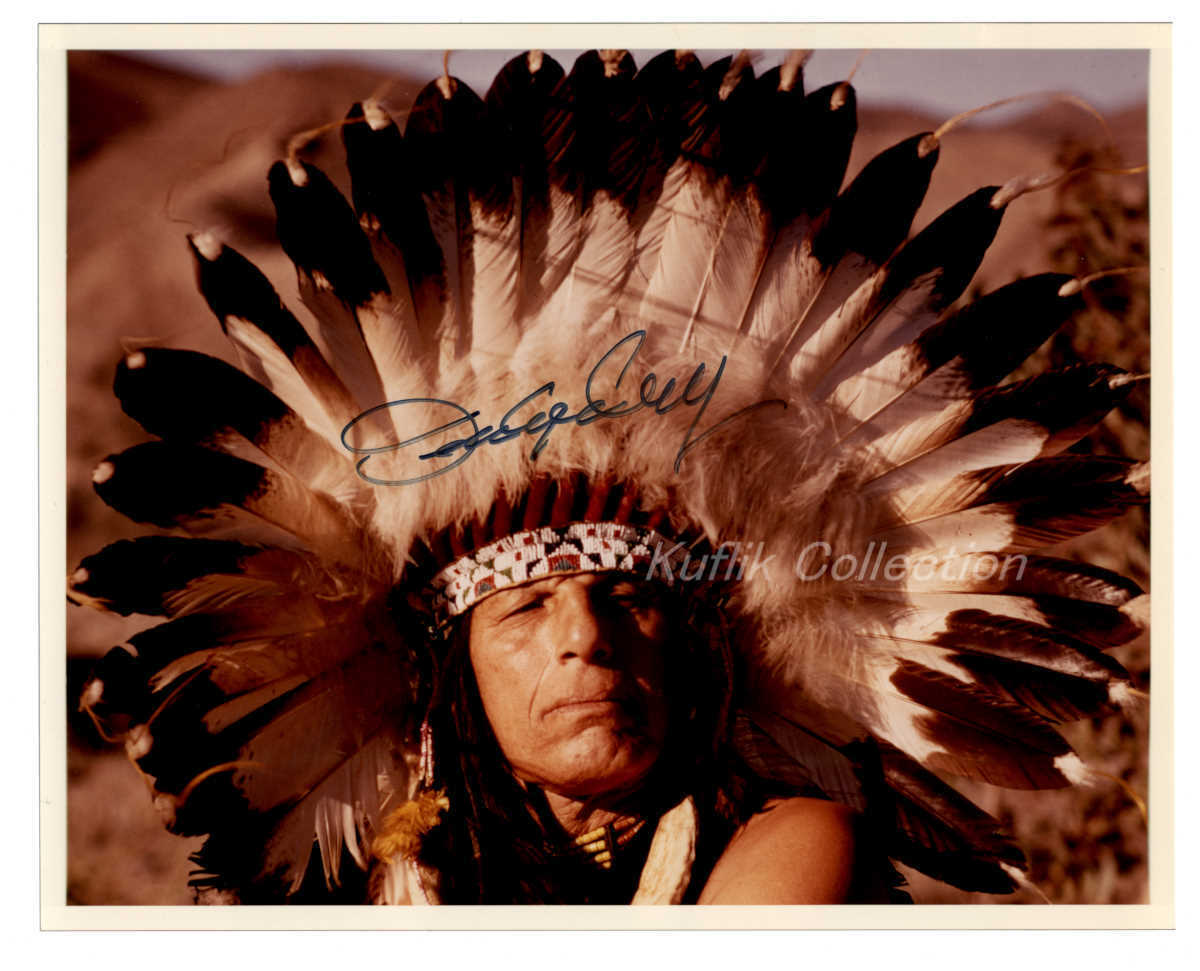 Iron Eyes Cody - Signed Autograph Color 8x10 Photo Poster painting - Actor