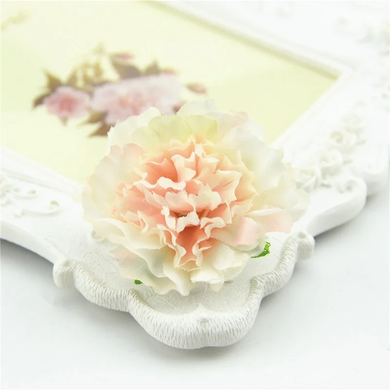 10pcs Cheap 4.5cm Mini Artificial Silk Flower Heads European Fall Vivid Peony For Wedding Home Decoration Chrismas Gift Crafts