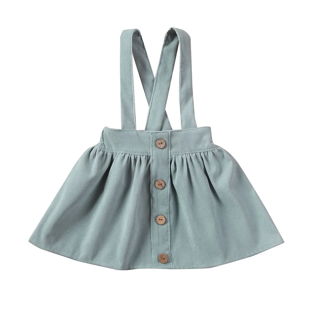 2020 Baby Summer Clothing Toddler Kids Baby Girls Party Strap Suspender Gown Solid Overalls Dresses Corduroy Outfits