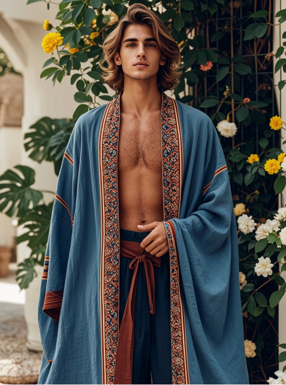 Men's Ethnic Printed Long Cardigan