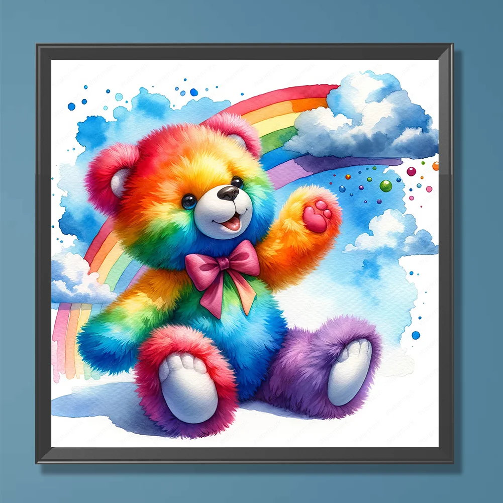 Diamond Painting - Full Round Drill - Rainbow Bear(Canvas|30*30cm)