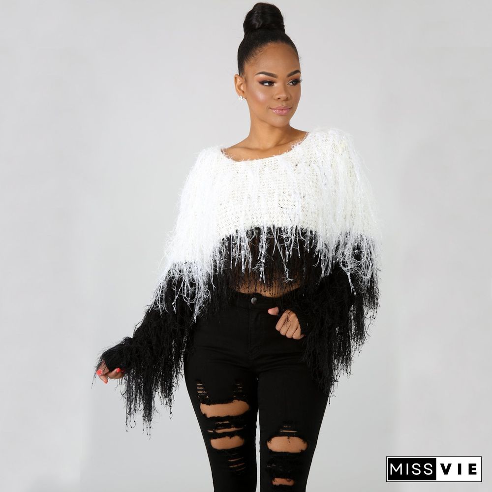 Autumn and Winter Fringed Pullover
