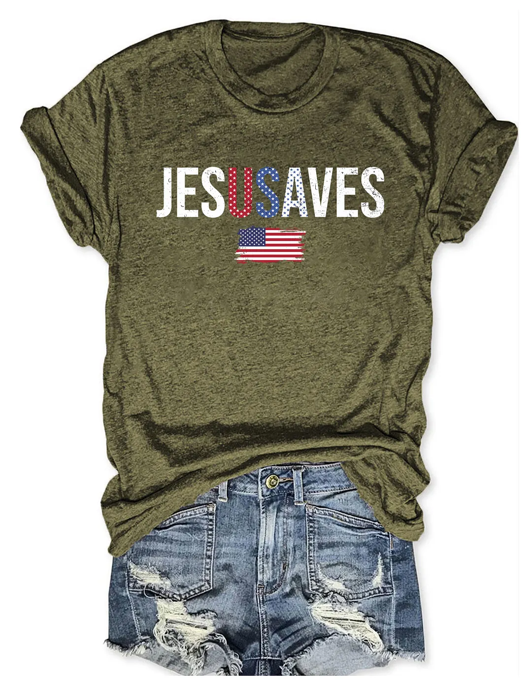 Jesus Saves USA Flag T-shirt