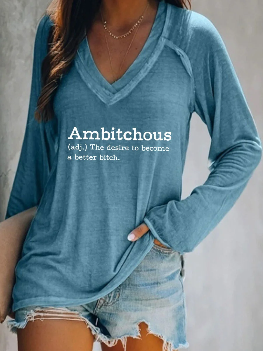 Ambitchous V-neck Long Sleeve T-shirt