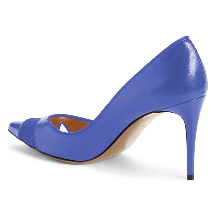 Blue Dress Pointy Toe Hollow Out Heels Vdcoo